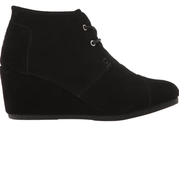 TOMS Women's Black Suede Desert Wedges Size 7 - Picture 5 of 16